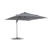 Eloxált alumíniumvázas design napernyő beépített LED világítással, sötétszürke poliészter ponyvával. 