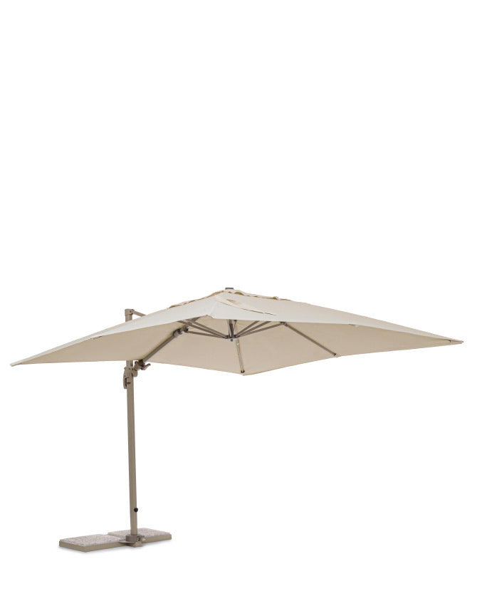 Alumíniumvázas design napernyő, homokszínű poliészter ponyvával.