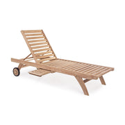 SVLK minősítéssel rendelkező teakfából készült napozóágy dönthető háttámlával, kihúzható tárolóval.