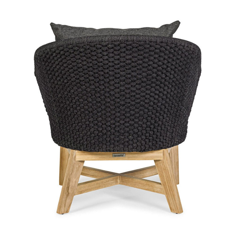 Prémium kategóriás, design kerti fotel sötétszürke színű párnákkal.