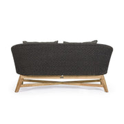 Prémium kategóriás, design kerti kanapé sötétszürke színű párnákkal.