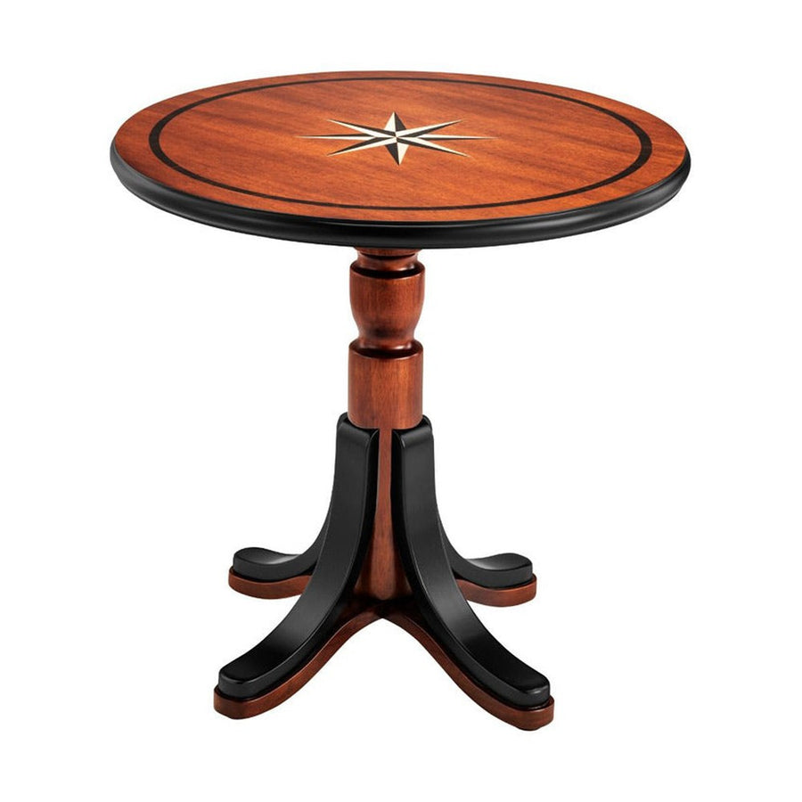 Juharfából készült, 55 cm átmérőjű, dekoratív oszloplábbal rendelkező lerakóasztal