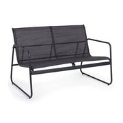 A kortárs stílusú, szénfekete színű fém kerti bútor szett kanapé eleme.