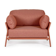 Kortárs stílusú, korallszínű kültéri, kerti fotel.