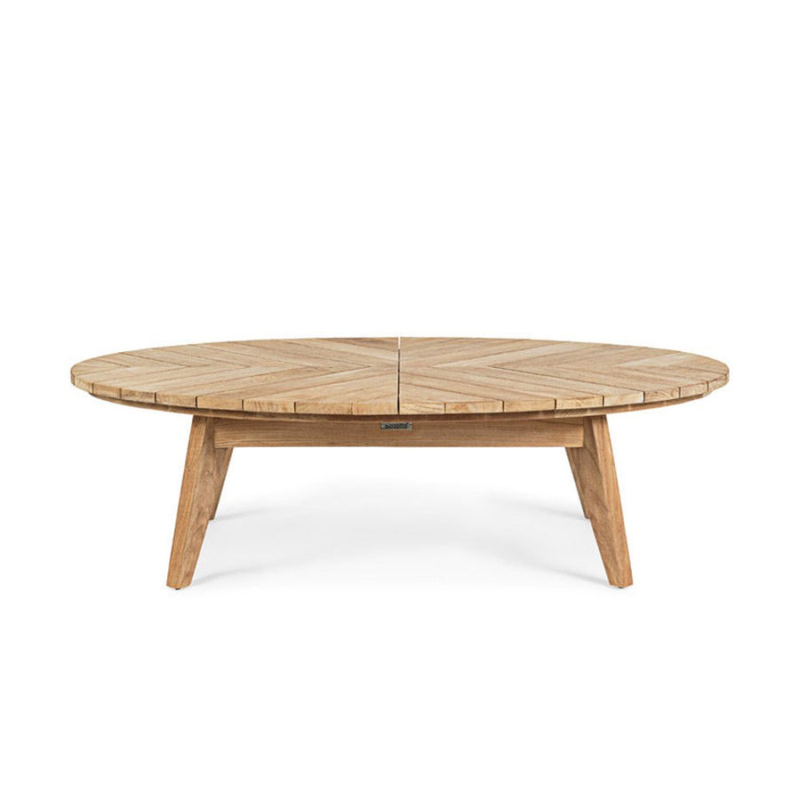 Prémium kategóriás, ovális alakú, design teakfa dohányzóasztal