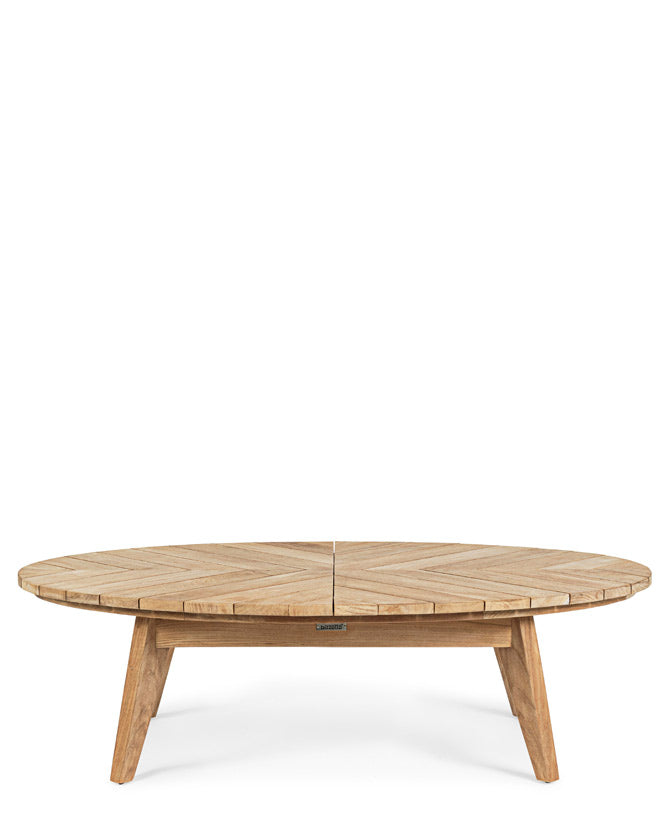 Prémium kategóriás, ovális alakú, design teakfa dohányzóasztal