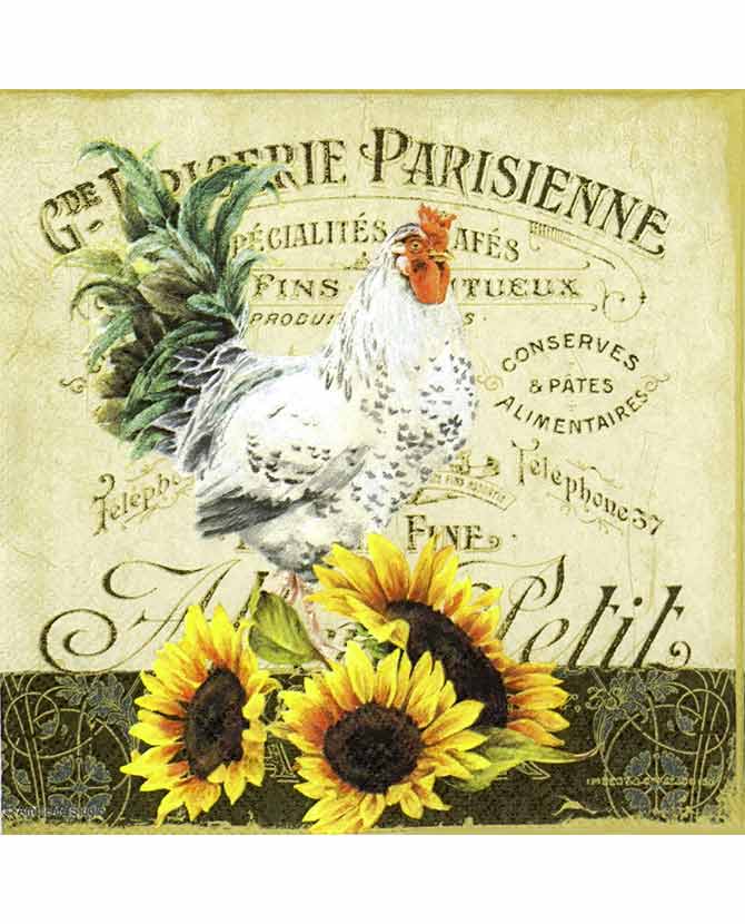 20 db-os papírszalvéta "Rooster & Sunflowers