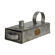 Loft stílusú, bádogból készült, fiókos gyertyatartó fogantyúval