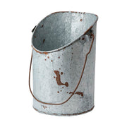 Kétdarabos, vidéki stílusú, szürke színű bádogkaspó szett.