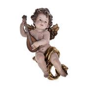 Prémium kategóriás, barokk stílusú, 34 cm magas, falra függeszthető lanton játszó angyal figura