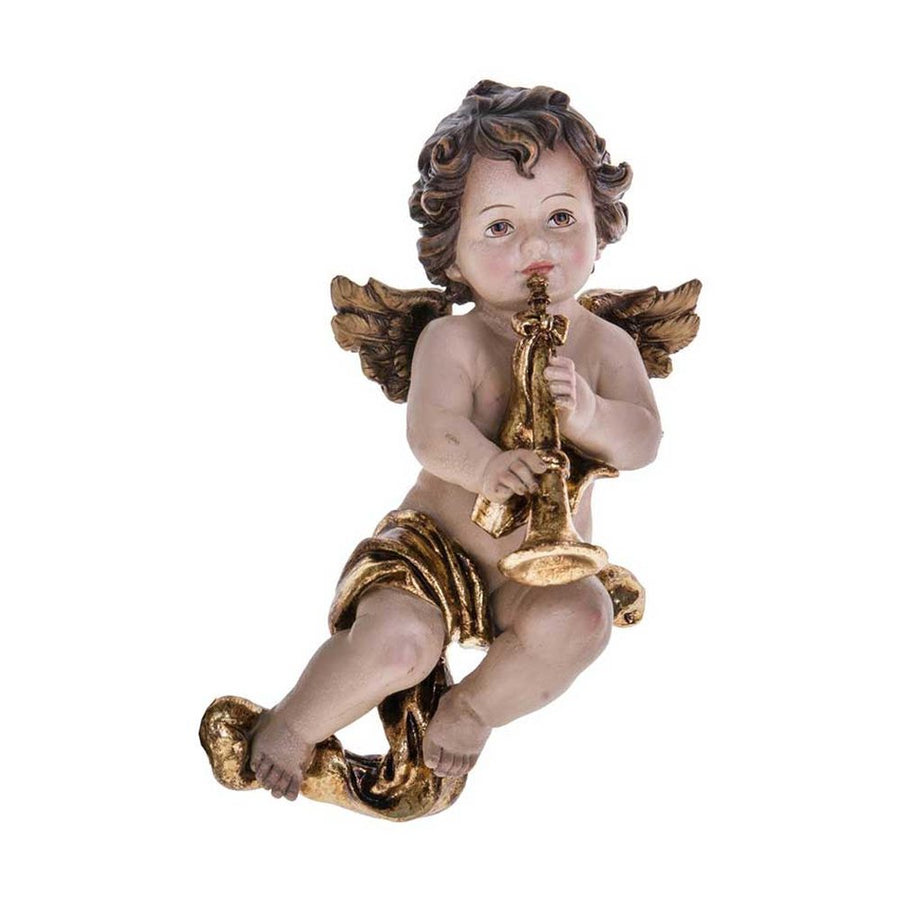 Barokk stílusú, 34 cm magas, falra függeszthető harsonás angyal figura