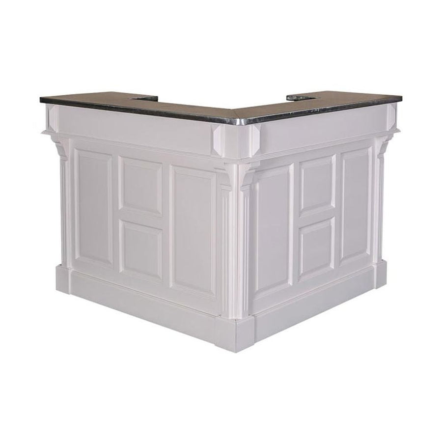 Fenyőfa bárpult sarokelem, cink pultfelülettel. 