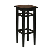 Fenyőfa hokedli-szerű bárszék magasított lábakkal. Színe: fekete.