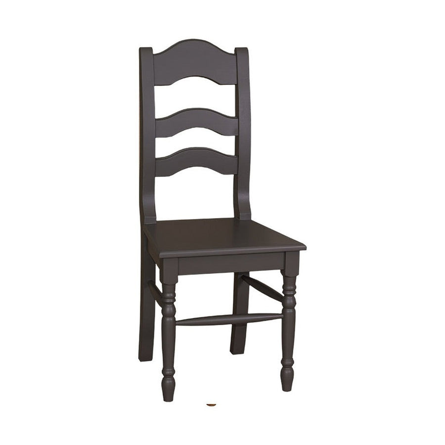 Sötétszürke színű, festett fenyőfa étkezőszék.