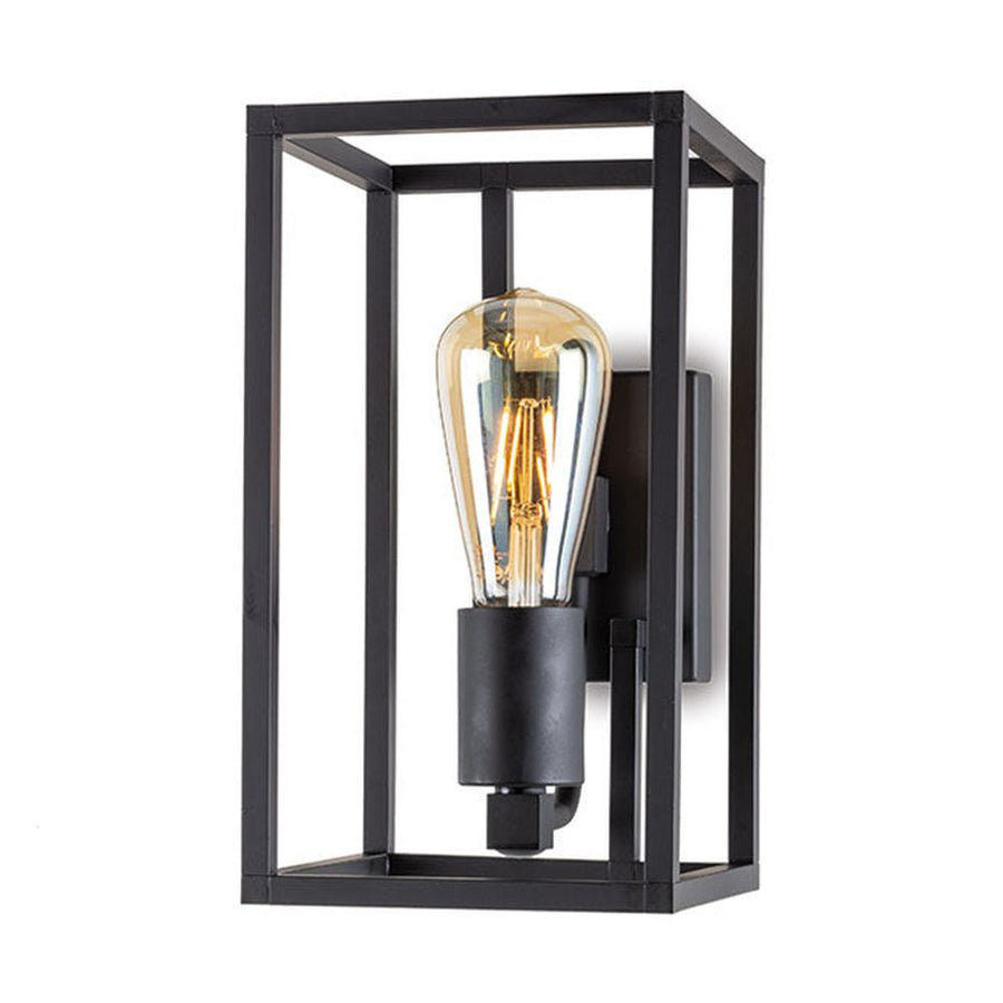 Industrial stílusú, rézből készült, matt fekete színű falilámpa.