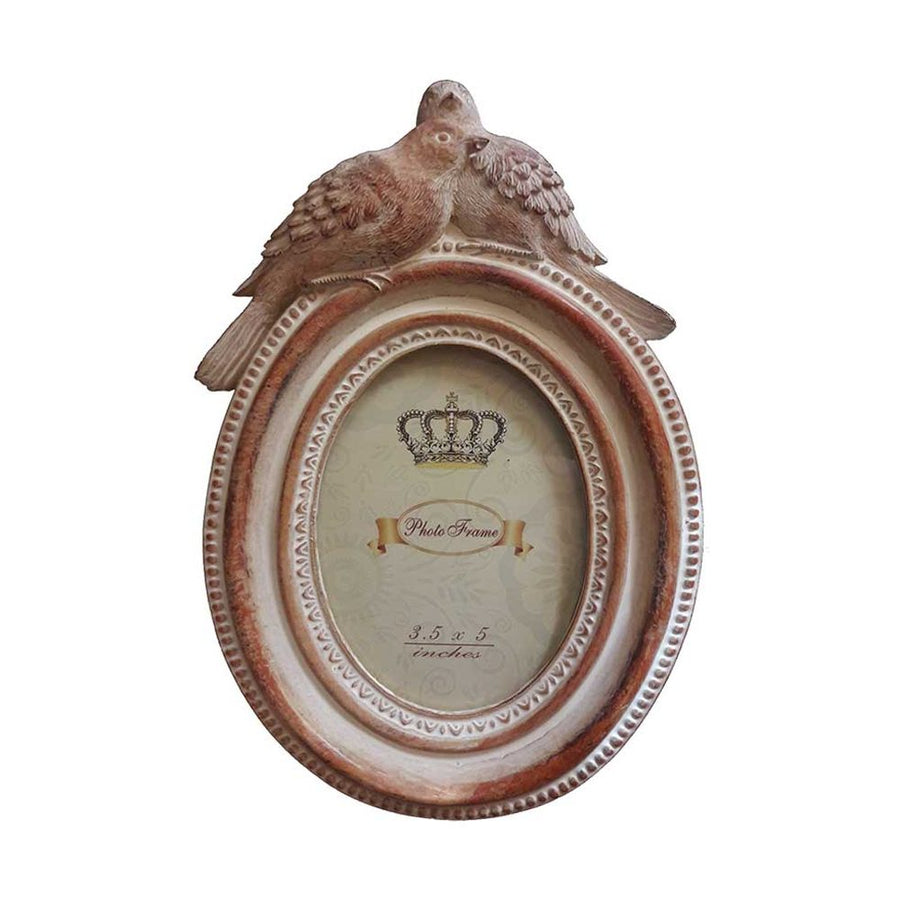 Ovális formájú madárkás asztali fényképtartó képkeret