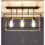 Industrial stílusú, antikolt sárgaréz színű, réz függeszték, három izzófoglalattal.