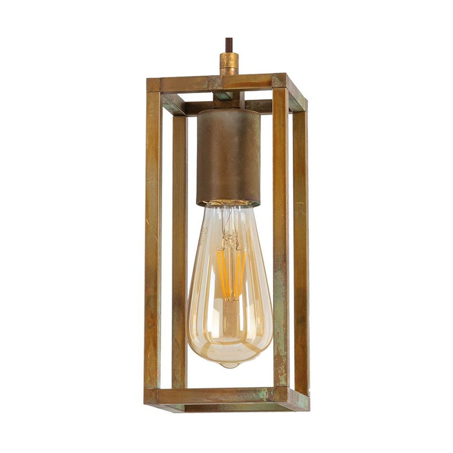 Industrial stílusú, antikolt sárgaréz színű, rézből készült függeszték.