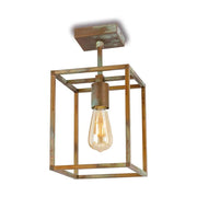 Ipari stílusú, antikolt sárgaréz színű, téglalap alakú réz függeszték.