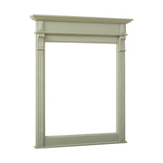 Country stílusú fenyőfakeretes tükör, klasszicizáló faragásokkal. Olívazöld színű.