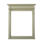 Country stílusú fenyőfakeretes tükör, klasszicizáló faragásokkal. Olívazöld színű.