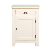 Tömör fenyőfa konyhaszekrény fiókkal, polcos tárólóval. Színe: antikolt fehér.