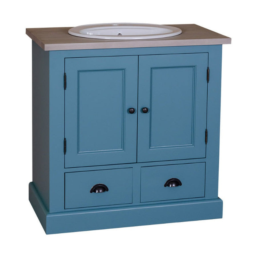 MAISON fenyőfa mosdószekrény tölgyfalappal 90 cm