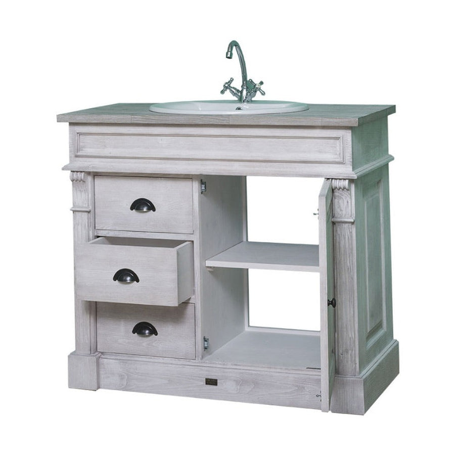 MAISON fenyőfa mosdószekrény tölgyfalappal 103 cm