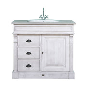 MAISON fenyőfa mosdószekrény tölgyfalappal 103 cm