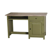 Fenyőfa íróasztal tölgyfa asztallappal.