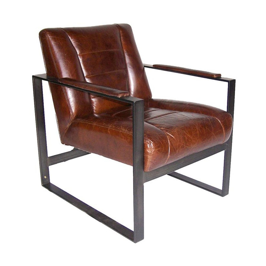 Loft stílusú, vintage dohányszínű bőrfotel.