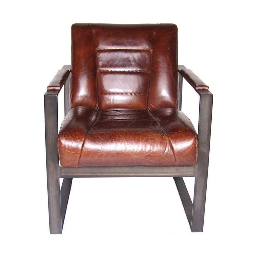 Loft stílusú, vintage dohányszínű bőrfotel.