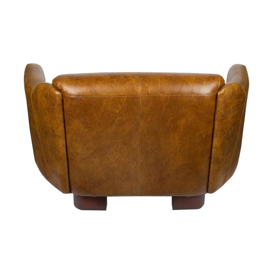 Vintage stílusú, valódi bőrből készült kanapé fa lábakkal.