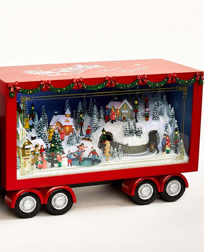 Exkluzív, prémium kategóriás, nagy méretű karácsonyi zenélő kamion Télapóval