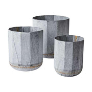 Háromdarabos, vidéki stílusú bádogkaspó szett.