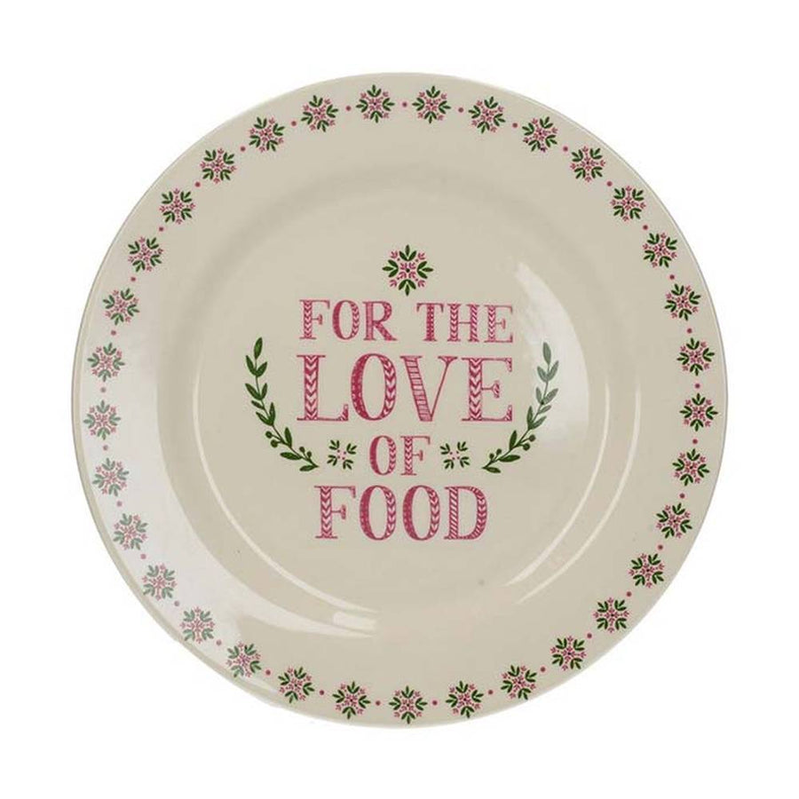 Kerámia desszerttányér ünnepi alkalmakra For The Love of Food felirattal