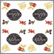 Fehér színű papírszalvéta zöldség motívumokkal és kitchen felirattal