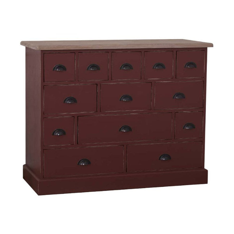 MAISON fenyőfa komód tölgyfa lappal 120 cm