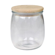 Öblös üvegű konyhai tároló akácfa tetővel