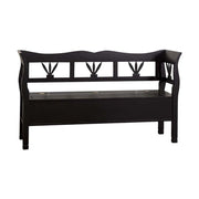 Dekoratív, tömör fenyőfából készült fenyőfa lóca, felnyitható fedlappal. Fekete színű.