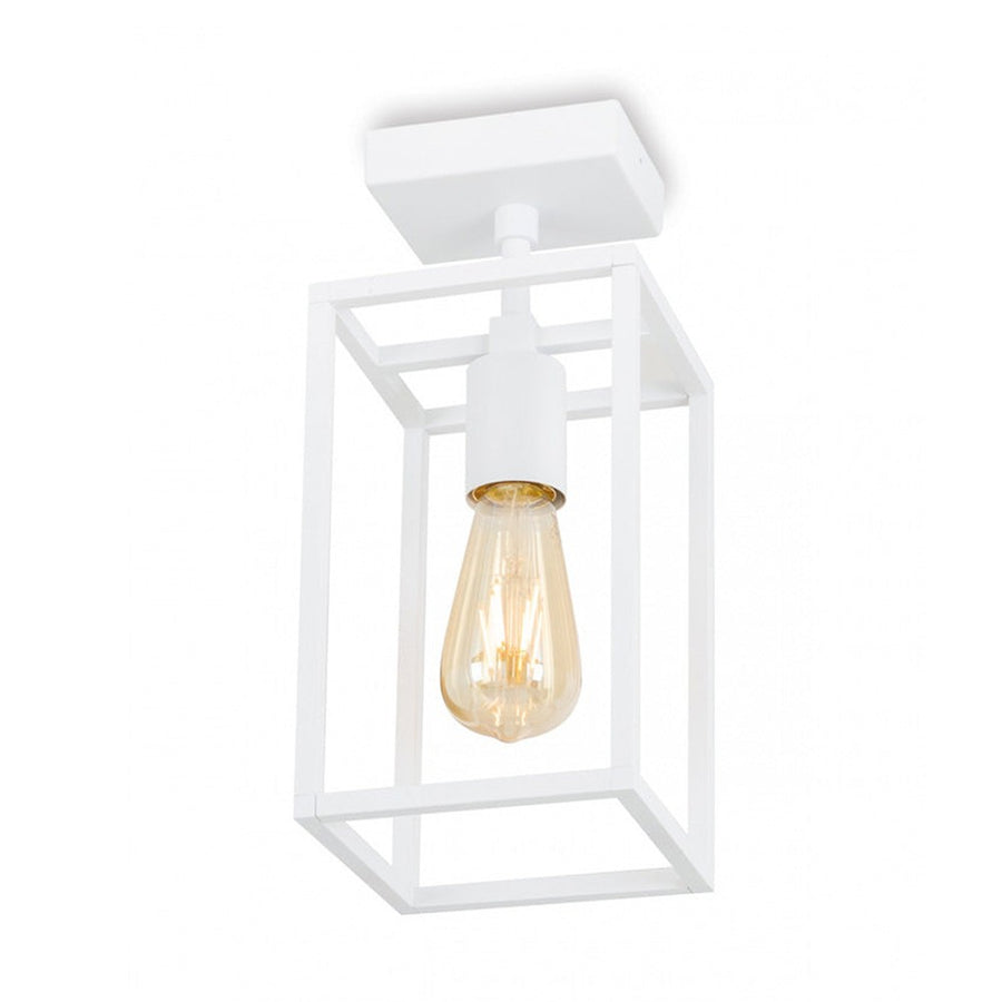 Industrial stílusú, matt fehér színű, réz függeszték.