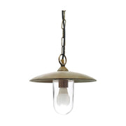 Loft stílusú, antikolt sárgaréz színű réz függeszték átlátszó üvegbúrával.