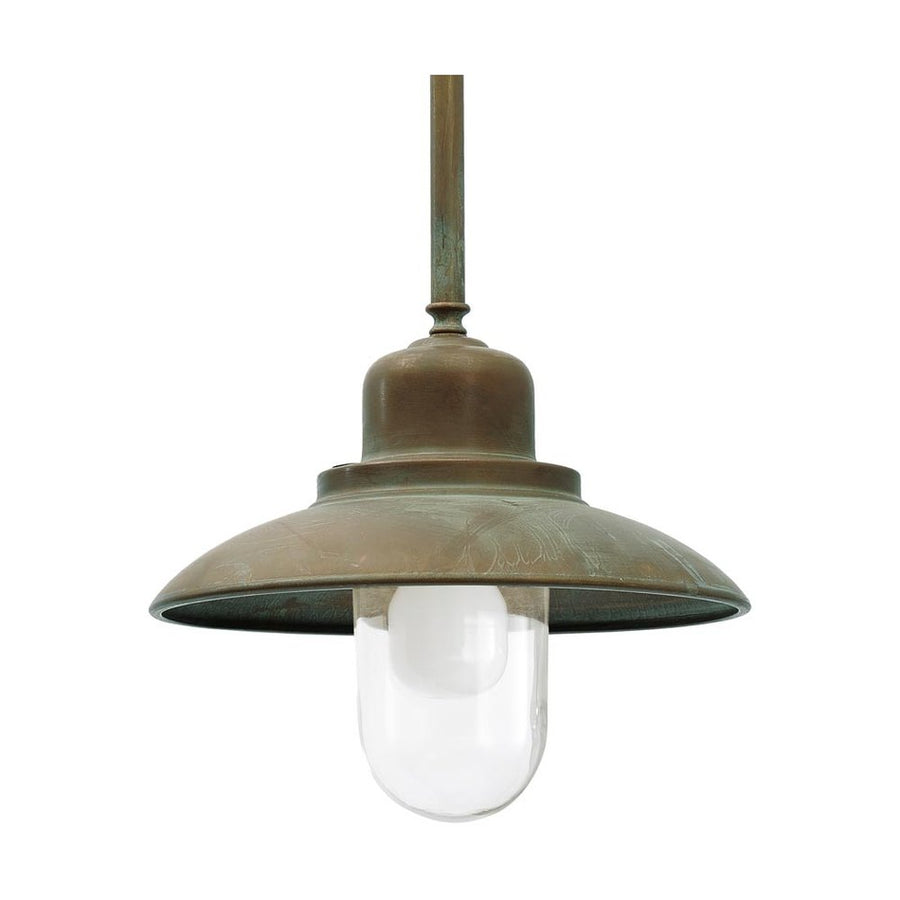 Loft stílusú, antikolt sárgaréz színű réz függeszték átlátszó üvegbúrával.