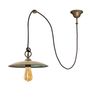 Loft stílusú, antikolt sárgaréz színű réz függeszték kábelhossz-beállító rendszerrel.