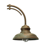 Vintage stílusú, antikolt sárgaréz színű réz falikar átlátszó üvegbúrával.