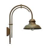 Vintage stílusú, antikolt sárgaréz színű réz falikar átlátszó üvegbúrával.