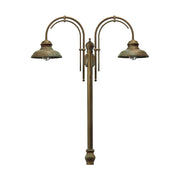 Vintage stílusú, antikolt sárgaréz színű, kandeláber két lámpával átlátszó üvegbúrával.