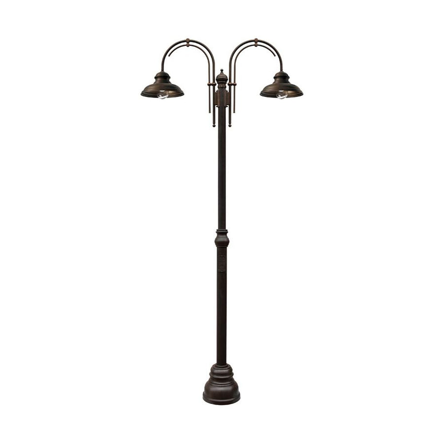 Vintage stílusú, csiszolt barnaréz színű, kandeláber két lámpával átlátszó üvegbúrával.