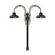 Vintage stílusú, csiszolt barnaréz színű, kandeláber két lámpával átlátszó üvegbúrával.