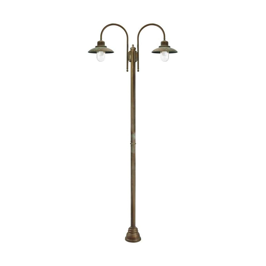 Loft stílusú, antikolt sárgaréz színű, rézből készült kandelláber.